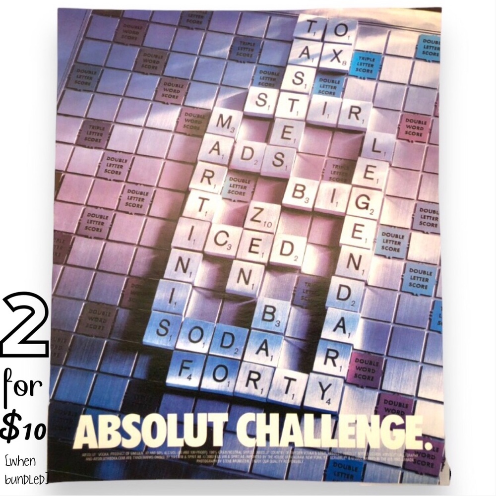 🔵[Absolut Vodka] ABSOLUT CHALLENGE Original 2000 Vintage Magazine Advertisement